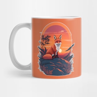 Sunset Fox: Graceful Wildlife Beneath the Setting Sun Mug